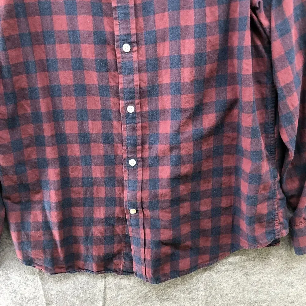 Banana Republic Lightweight Flannel Shirt Mens L Slim Fit Red Blue Check Cotton‎